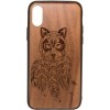 Чехол для телефона Case Wood для Apple iPhone X (грецкий орех, волк III)