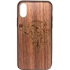 Чехол для телефона Case Wood для Apple iPhone X (грецкий орех, волк I)